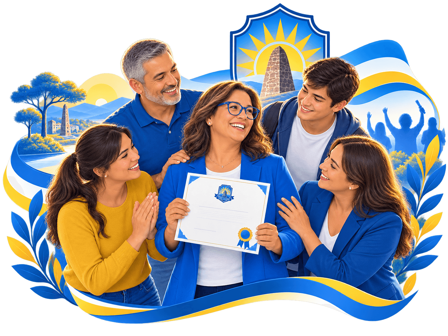 Una familia celebra el título de una egresada del CENS N.º 147